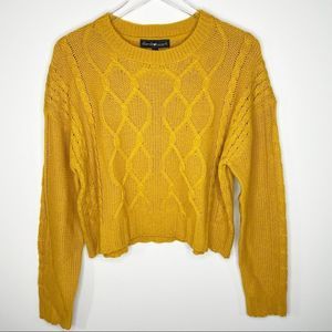 Derek Heart Mustard Yellow Cropped Sweater L